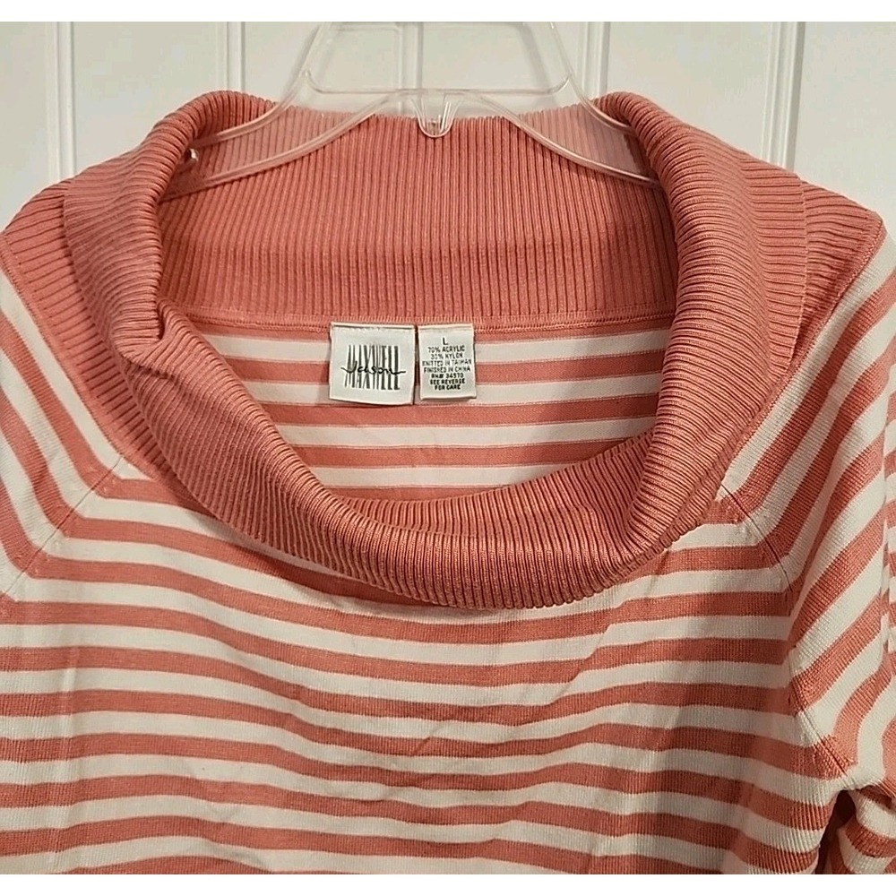 jason maxwell sweater L Pink White Stripe - Picture 3 of 4